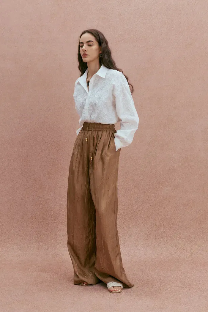 Adeline Hand Sewn Sequin Jacquard Button-Up Shirt in Cotton sold by Fabrique product image thumbnail 3