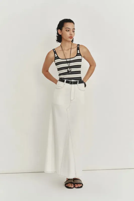 Liz Square Neck Body Con Sleeveless Tank Top in High-Stretch Ribbed Knit sold by Fabrique