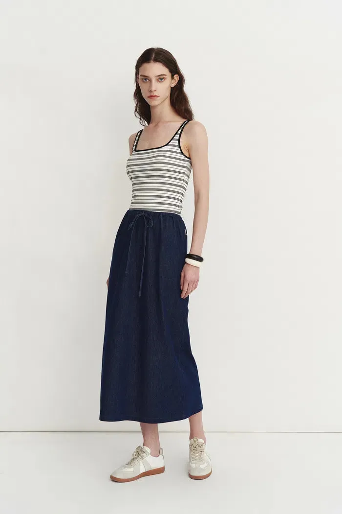 Liz Square Neck Body Con Sleeveless Tank Top in High-Stretch Ribbed Knit sold by Fabrique product image thumbnail 4