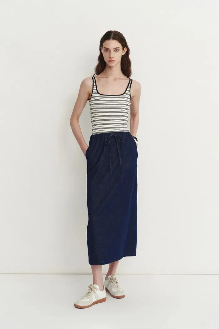 Liz Square Neck Body Con Sleeveless Tank Top in High-Stretch Ribbed Knit sold by Fabrique