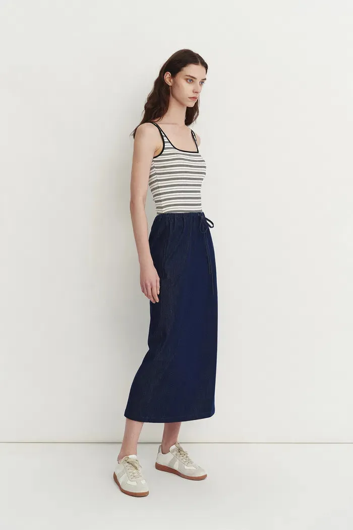 Liz Square Neck Body Con Sleeveless Tank Top in High-Stretch Ribbed Knit sold by Fabrique product image thumbnail 5