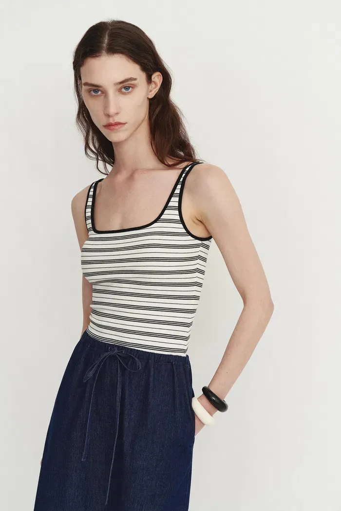Liz Square Neck Body Con Sleeveless Tank Top in High-Stretch Ribbed Knit sold by Fabrique product image thumbnail 2