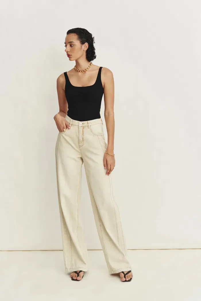 Liz Square Neck Body Con Sleeveless Tank Top in High-Stretch Ribbed Knit sold by Fabrique