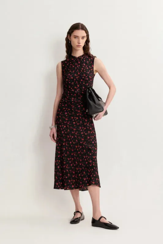 Blair Sleeveless Cheongsam Dress in Textured Mulberry Silk sold by Fabrique