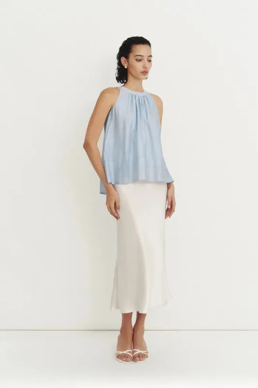 Leah Blue Halter Camisole Top in Lyocell sold by Fabrique