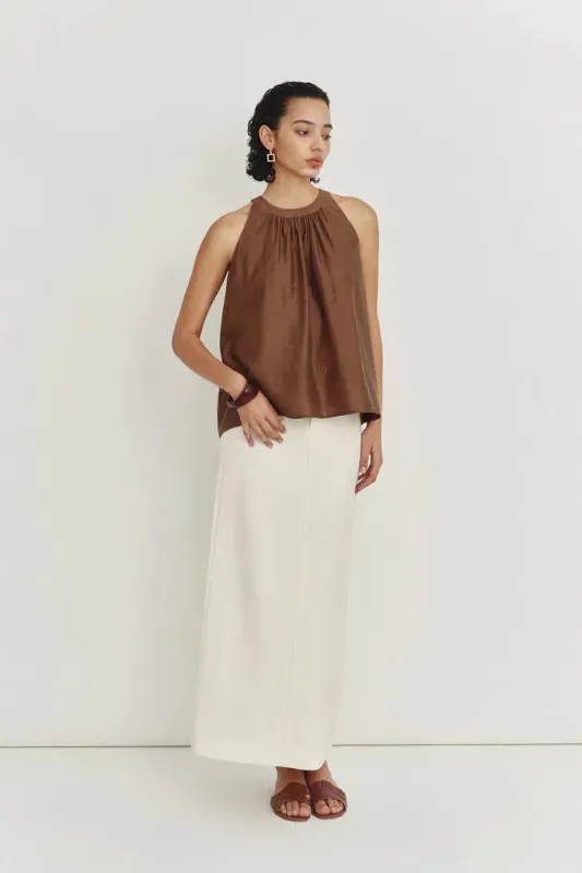 Leah Brown Halter Camisole Top in Lyocell sold by Fabrique