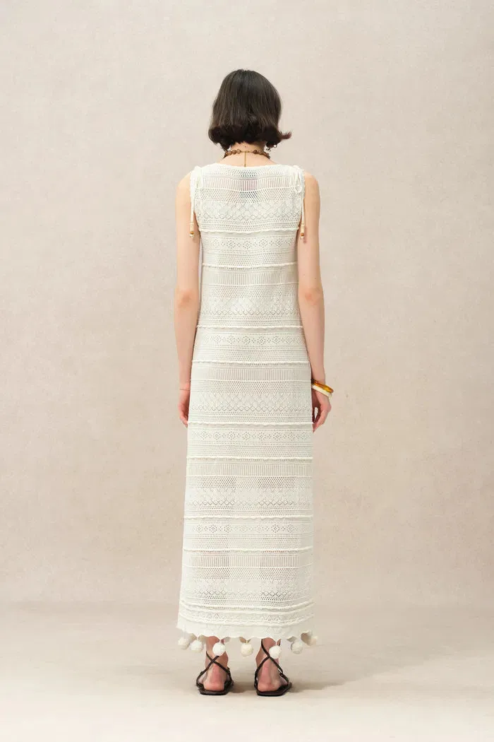 Sibilla Multi Stitchwork Maxi Crochet Dress in Cotton Knit sold by Fabrique product image thumbnail 3