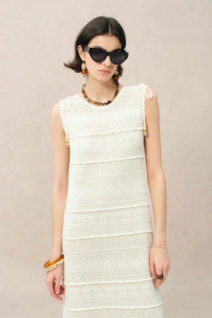 Sibilla Multi Stitchwork Maxi Crochet Dress in Cotton Knit sold by Fabrique product image thumbnail 4