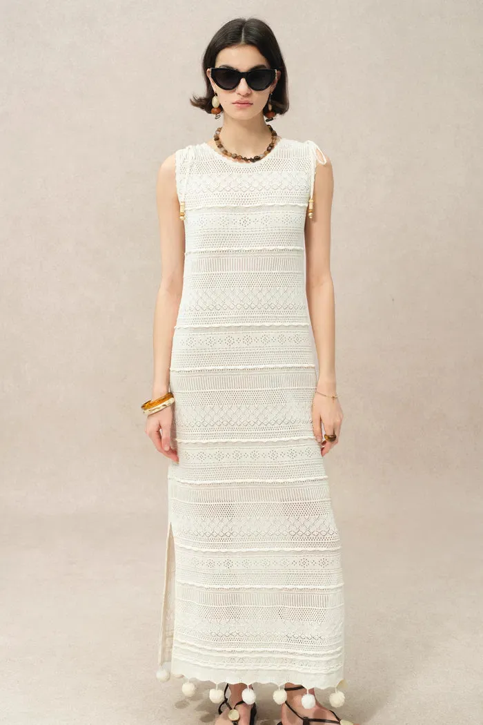 Sibilla Multi Stitchwork Maxi Crochet Dress in Cotton Knit sold by Fabrique product image thumbnail 5