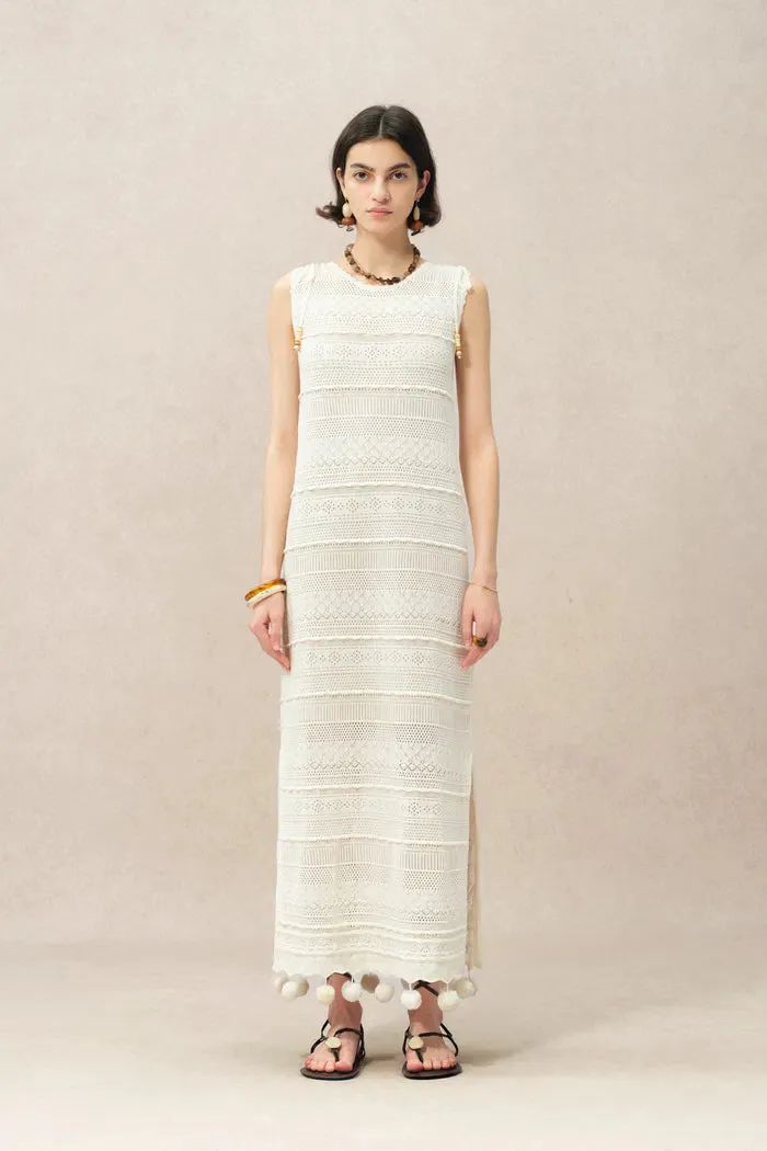 Sibilla Multi Stitchwork Maxi Crochet Dress in Cotton Knit sold by Fabrique product image thumbnail 2