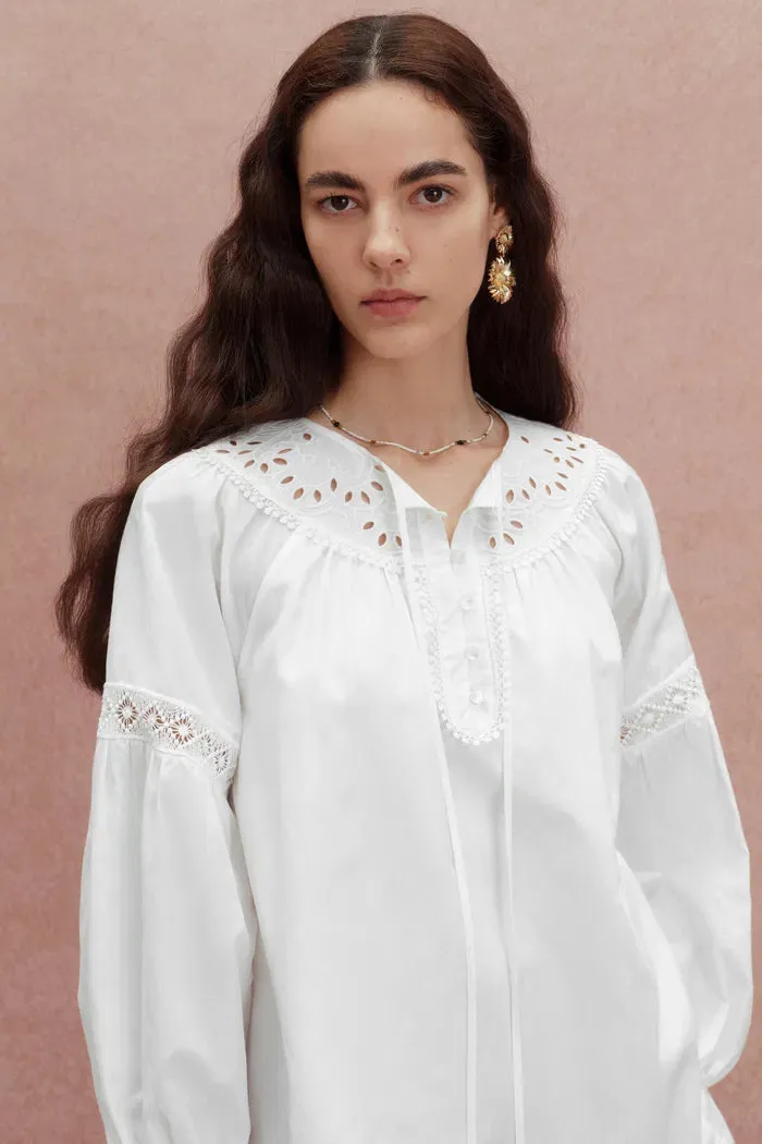 Emily Embroidered Collar Top and Shorts Matching Set in Silk Cotton Blend sold by Fabrique product image thumbnail 5