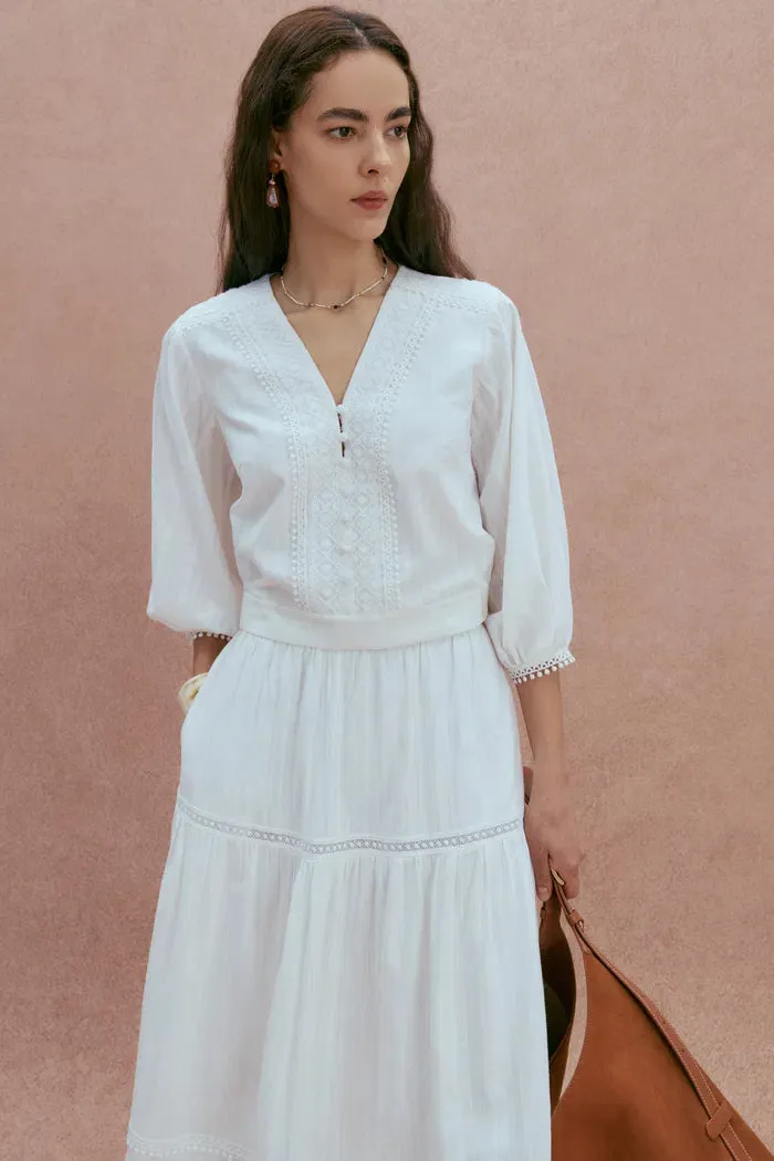 Elli Embroidery Puff Sleeve Blouse Top in Cotton sold by Fabrique product image thumbnail 4