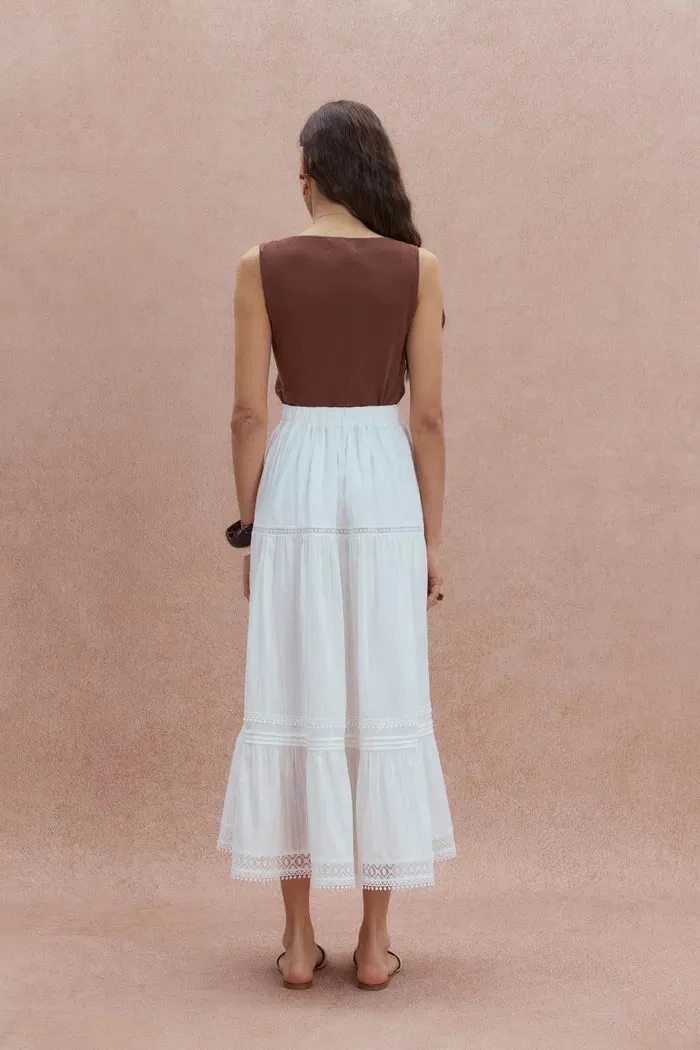 Sybilla Tiered Openwork Maxi Skirt in Cotton sold by Fabrique product image thumbnail 3