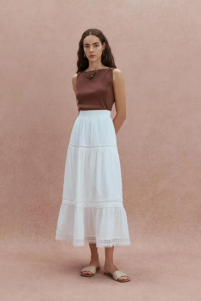 Sybilla Tiered Openwork Maxi Skirt in Cotton sold by Fabrique product image thumbnail 4