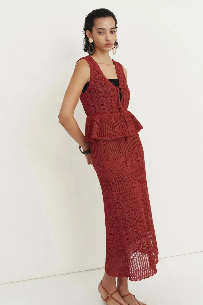 Grazia Heart Shaped Openwork Sleeveless Top and Skirt Set in Linen Blend sold by Fabrique product image thumbnail 4