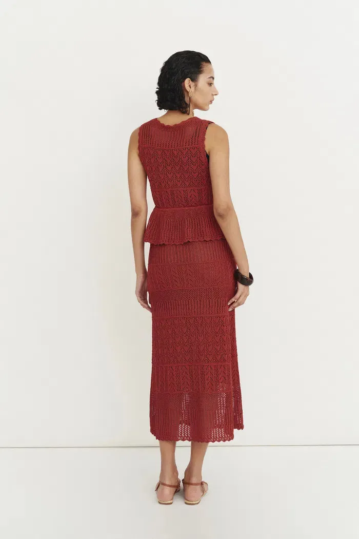 Grazia Heart Shaped Openwork Sleeveless Top and Skirt Set in Linen Blend sold by Fabrique product image thumbnail 5