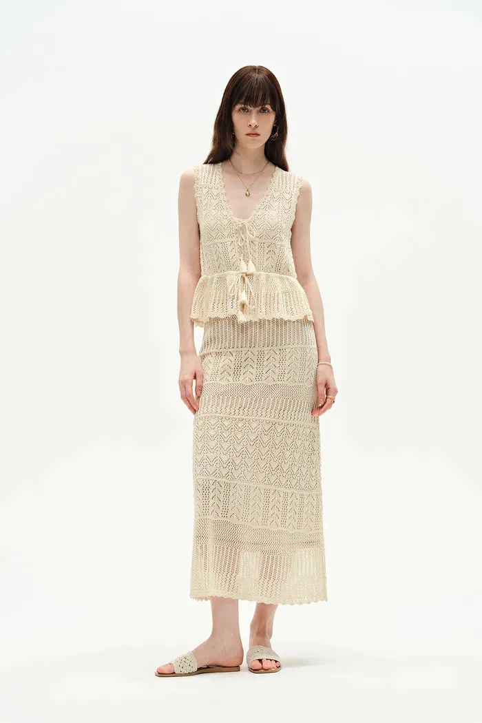 Grazia Sleeveless Ruffled Hem Top and Skirt Set in Linen Blend Knit sold by Fabrique product image thumbnail 4