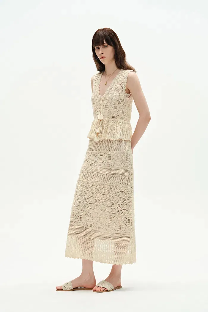Grazia Sleeveless Ruffled Hem Top and Skirt Set in Linen Blend Knit sold by Fabrique product image thumbnail 5