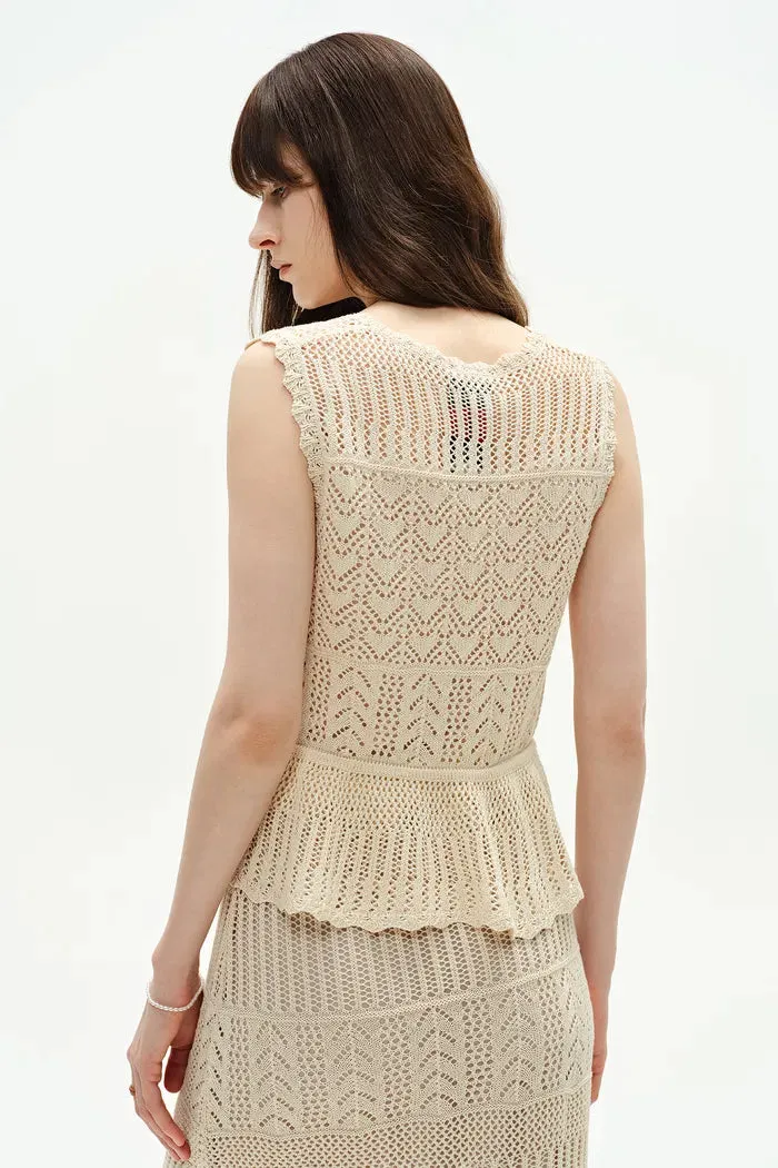 Grazia Sleeveless Ruffled Hem Top and Skirt Set in Linen Blend Knit sold by Fabrique product image thumbnail 2