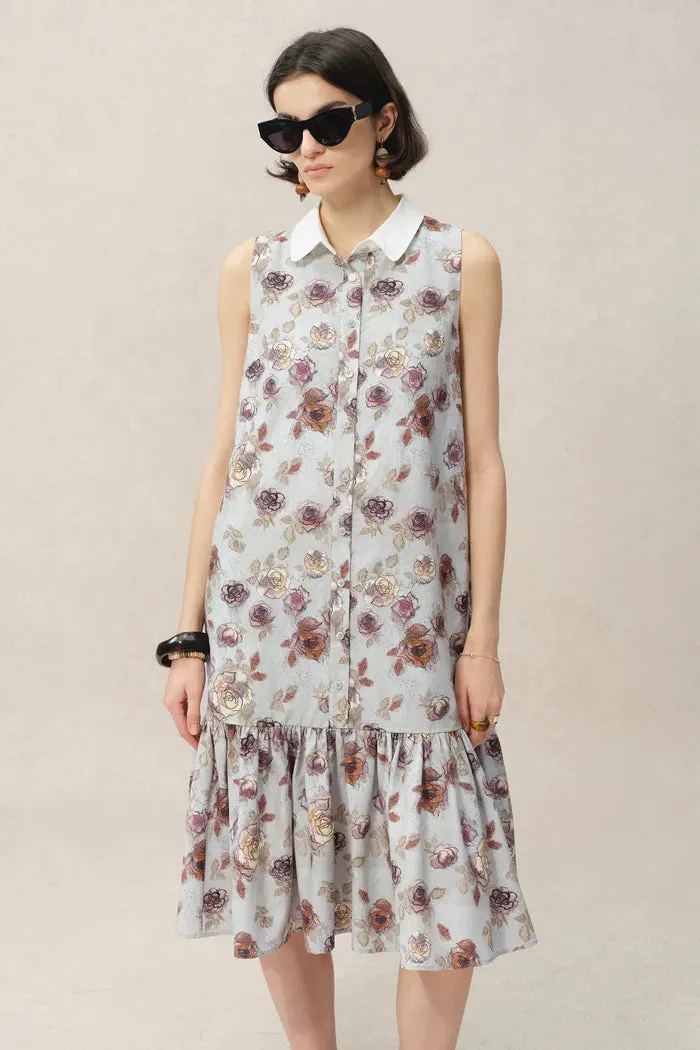Demi Sleeveless Print Dress in Silk-Cotton sold by Fabrique product image thumbnail 3