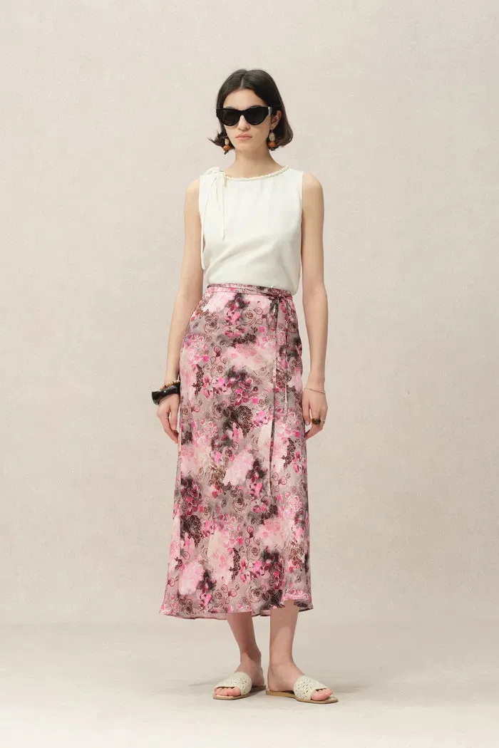 Athena Flora Print Skirt in 22MM Mulberry Silk sold by Fabrique product image thumbnail 4