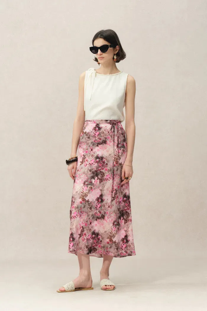 Athena Flora Print Skirt in 22MM Mulberry Silk sold by Fabrique product image thumbnail 5