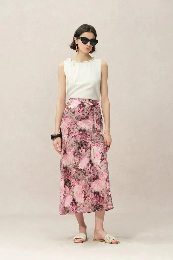 Athena Flora Print Skirt in 22MM Mulberry Silk sold by Fabrique product image thumbnail 2