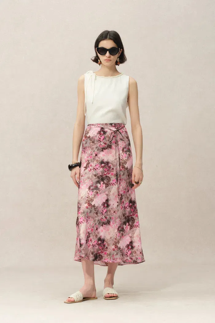 Athena Flora Print Skirt in 22MM Mulberry Silk sold by Fabrique product image thumbnail 3