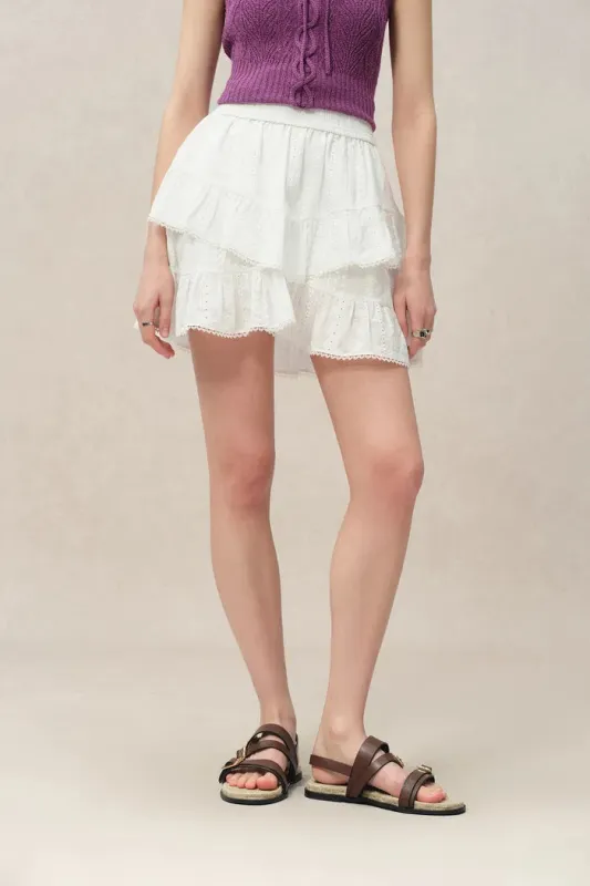 Vicky Ruffle Mini Skirt in Fine Cotton Voile made by Fabrique