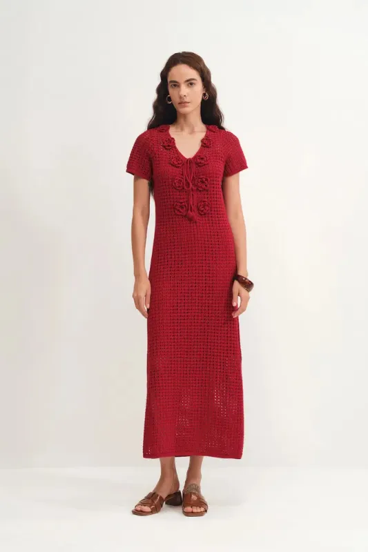 Golf Floral Crocheted Knit Dress in Hemp Cotton Knit sold by Fabrique