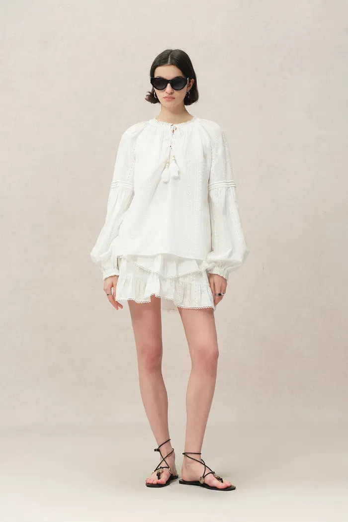 Vicky Puff Sleeve Top in Fine Cotton Voile sold by Fabrique