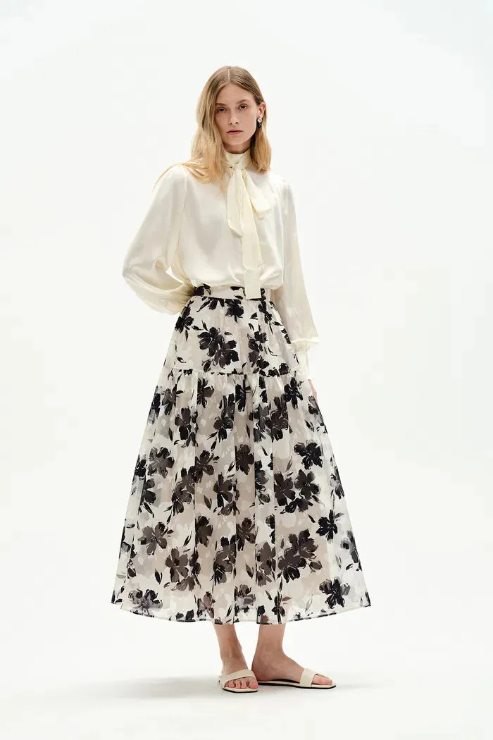 Rhea Jacquard Extended Print Skirt in Heavy Jacquard Mesh sold by Fabrique product image thumbnail 3