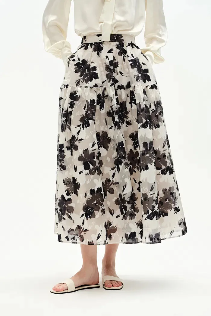 Rhea Jacquard Extended Print Skirt in Heavy Jacquard Mesh sold by Fabrique product image thumbnail 5