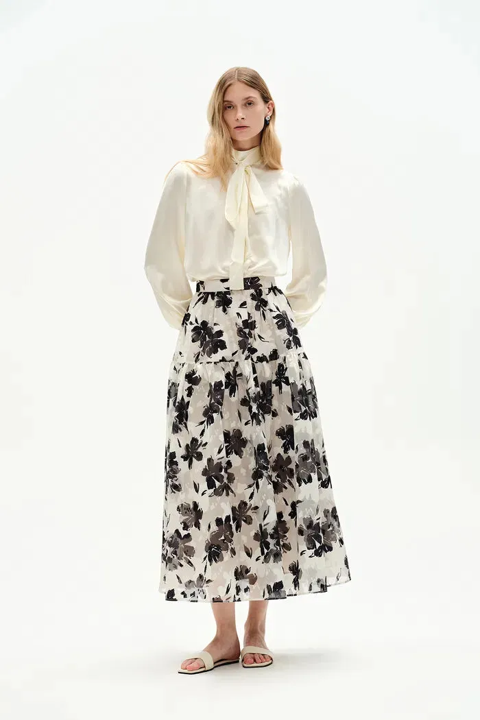 Rhea Jacquard Extended Print Skirt in Heavy Jacquard Mesh sold by Fabrique product image thumbnail 2