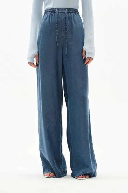 Seren Elastic Waist Wide Leg Jeans in Lyocell Denim sold by Fabrique
