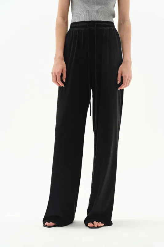 Lara Wide Leg Comfy Pants in Modal-Acetate Knit sold by Fabrique