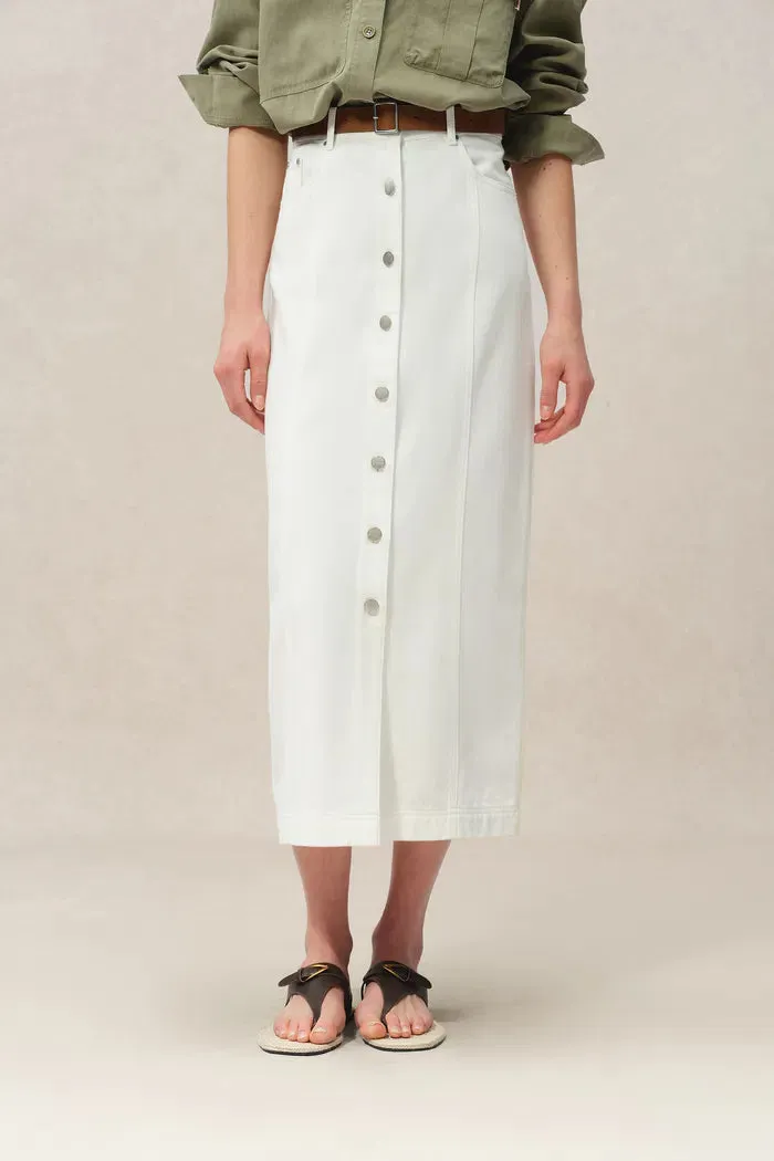 Gemma Midi Denim Skirt in Lyocell Denim sold by Fabrique