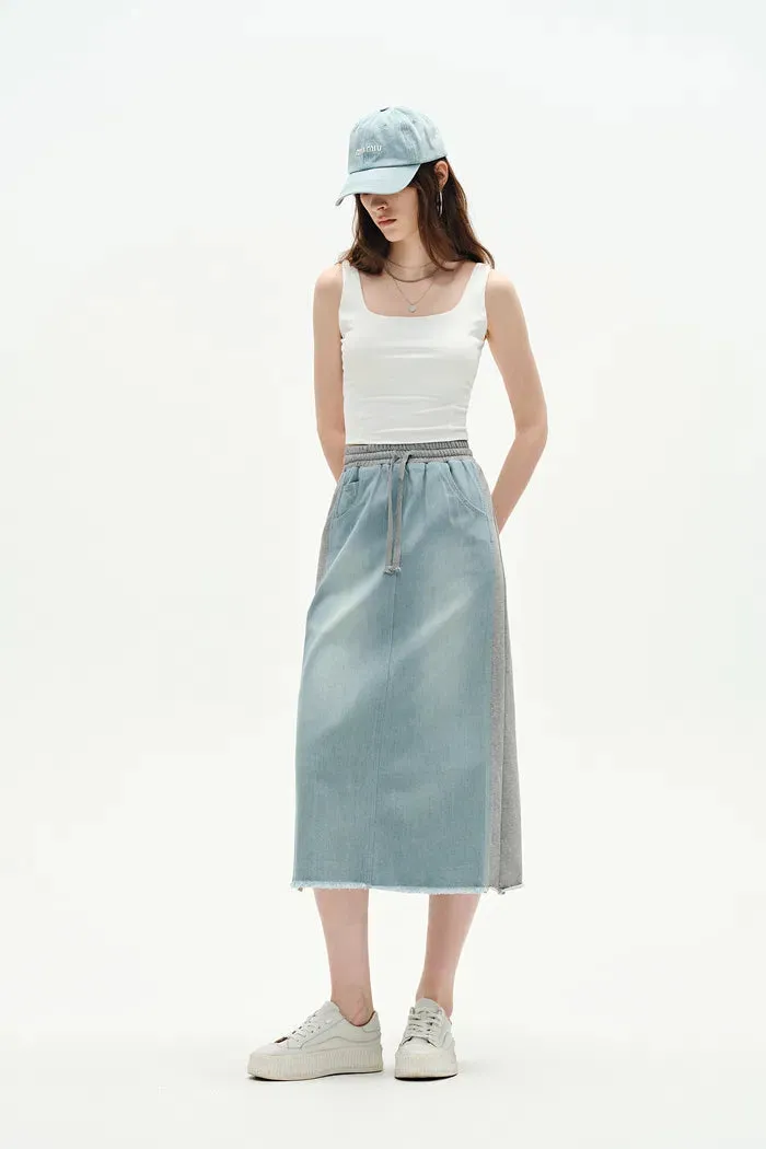 Elvin Patchwork Midi Skirt in Cotton Denim sold by Fabrique product image thumbnail 3