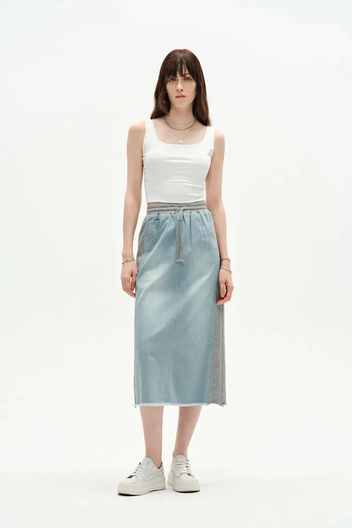 Elvin Patchwork Midi Skirt in Cotton Denim sold by Fabrique product image thumbnail 4