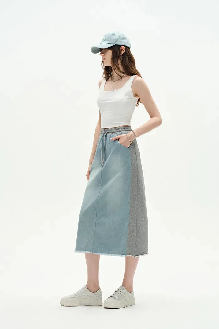 Elvin Patchwork Midi Skirt in Cotton Denim sold by Fabrique product image thumbnail 2