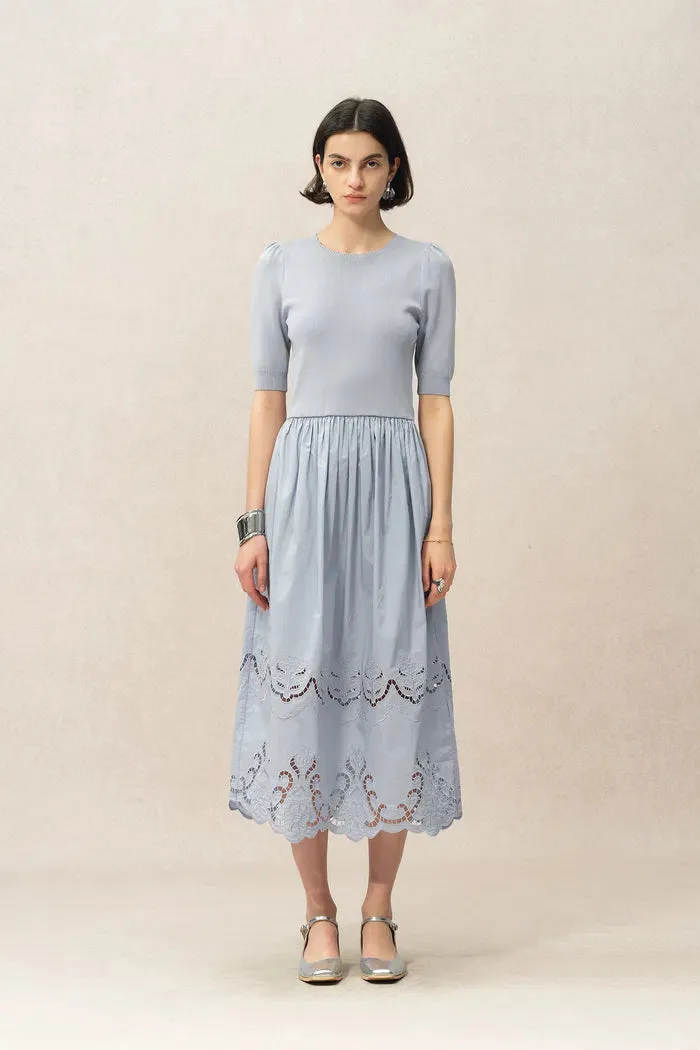 Amy Mixed Fabric Dress in Tencel-Silk and Poplin sold by Fabrique product image thumbnail 3