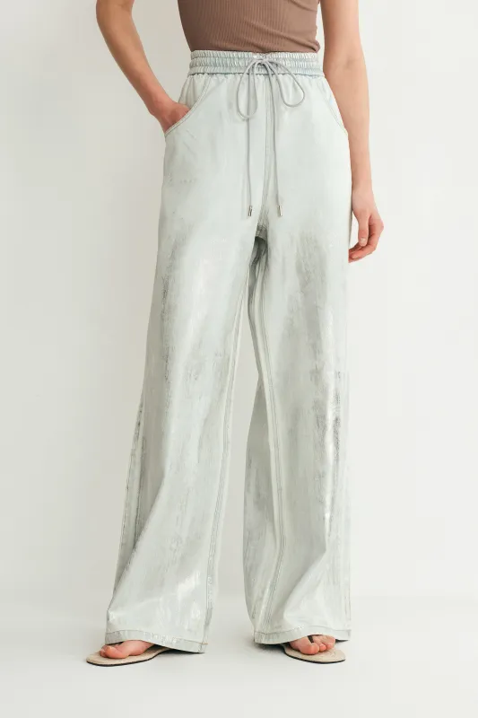 Galaxy Shimmer Coated Wide Leg Jeans in Summer Denim sold by Fabrique