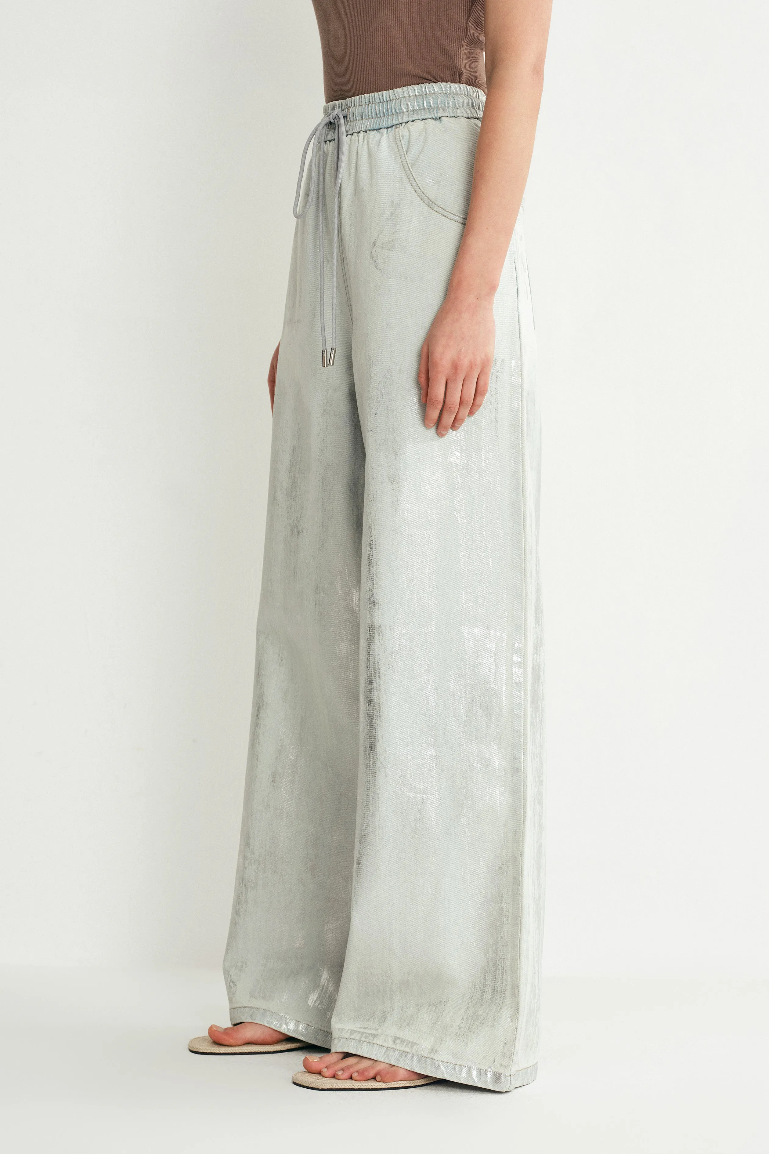 Galaxy Shimmer Coated Wide Leg Jeans in Summer Denim sold by Fabrique product image thumbnail 5