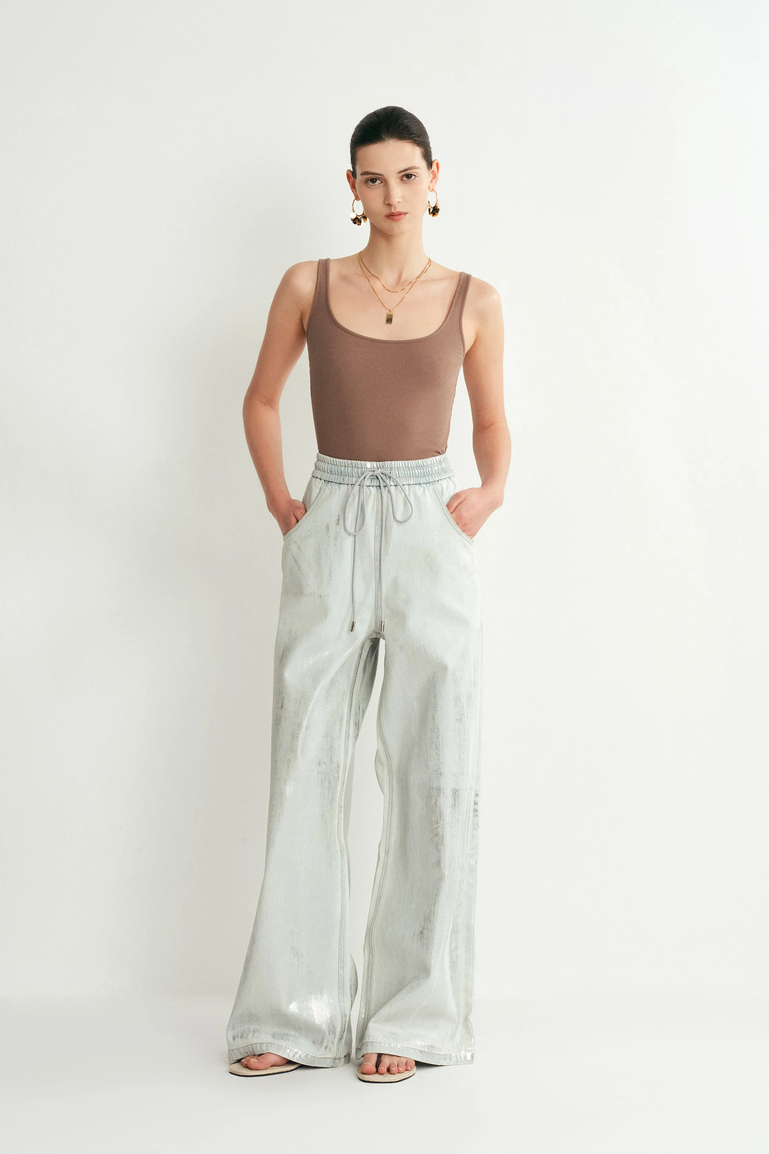 Galaxy Shimmer Coated Wide Leg Jeans in Summer Denim sold by Fabrique product image thumbnail 2