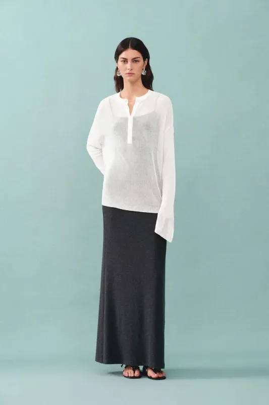 Tracy Buttoned Blouse in Tencel Silk Knit sold by Fabrique