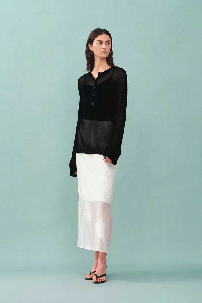 Tracy Semi Sheer Buttoned Blouse in Tencel Silk Knit sold by Fabrique product image thumbnail 5