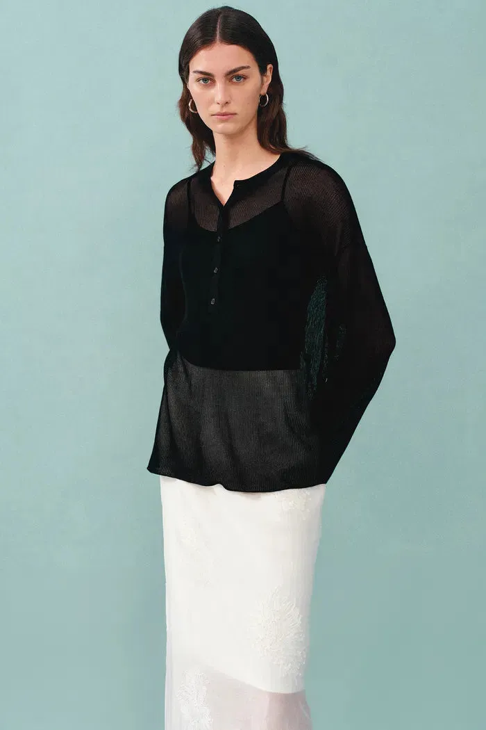 Tracy Semi Sheer Buttoned Blouse in Tencel Silk Knit sold by Fabrique product image thumbnail 2