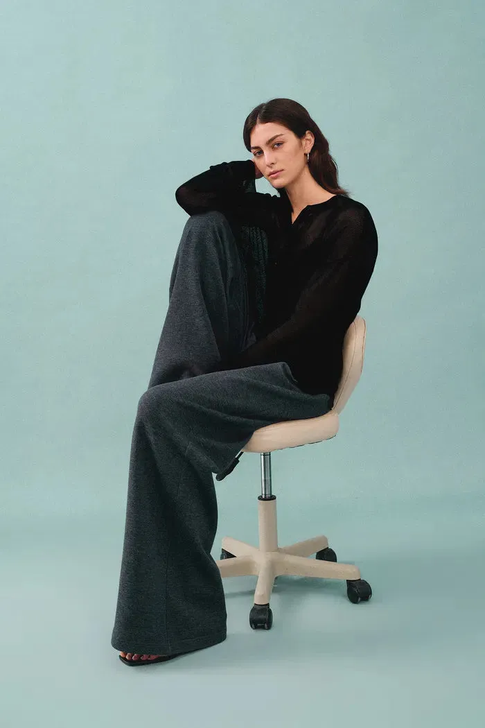 Tracy Semi Sheer Buttoned Blouse in Tencel Silk Knit sold by Fabrique product image thumbnail 3
