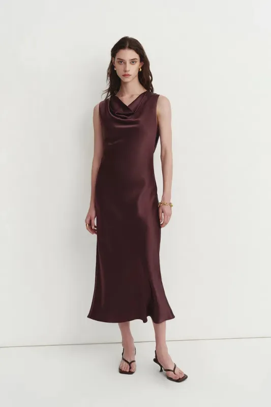 Kari Sleeveless Square Neck Dress in Lustrous Acetate sold by Fabrique