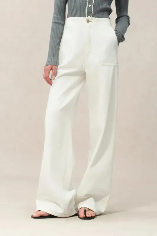 Vivian High Rise No Waistband Straight Leg Jeans in Lyocell Denim sold by Fabrique